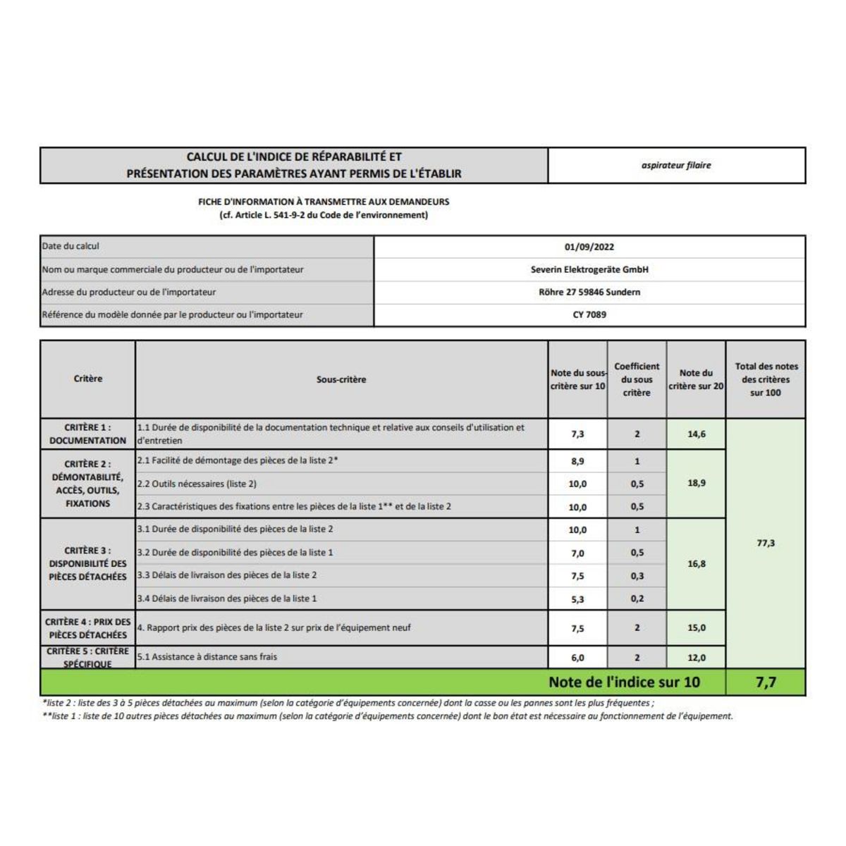 SEVERIN Aspirateur sans sac 750w 79db noir - CY7089