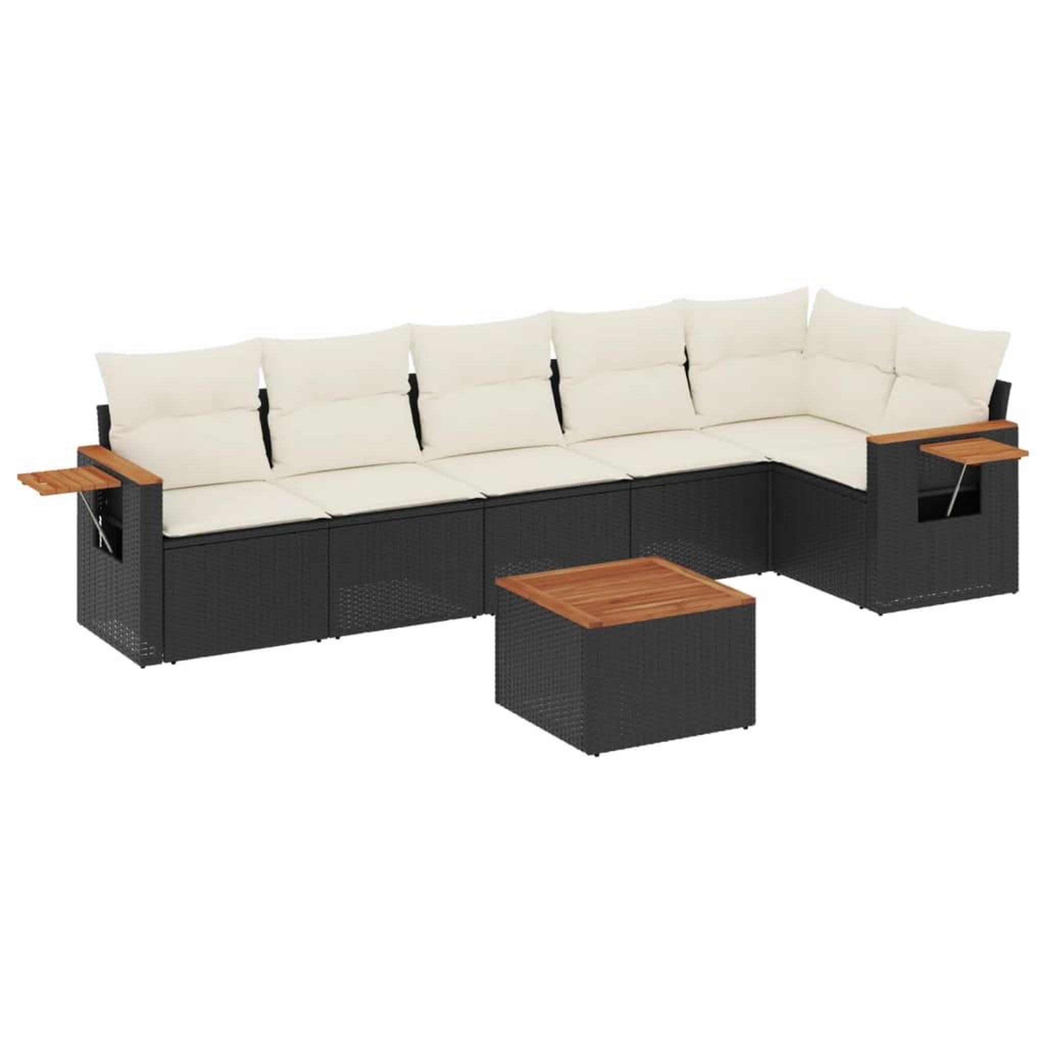 Voir la diapositive 2 : VIDAXL Salon de jardin 7 pcs avec coussins noir resine tressee