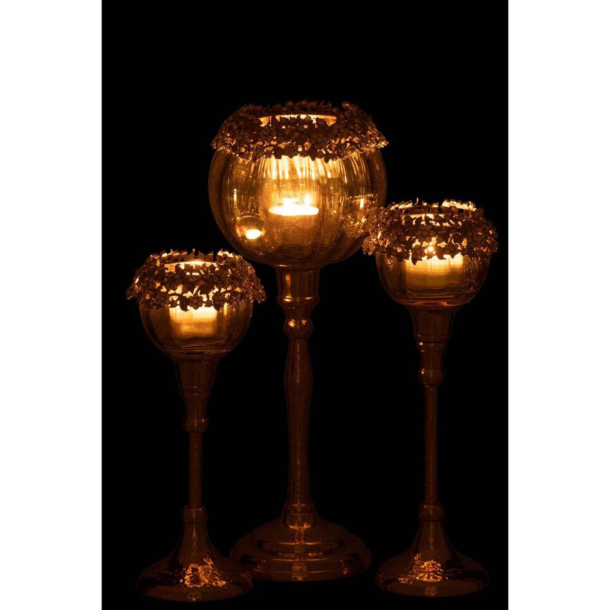Voir la diapositive 6 : J-LINE Photophore sur pied design  vallee  33cm bronze