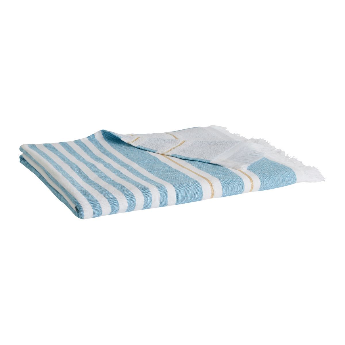 ACTUEL Foutah de plage en coton 400g/m²  finition frange motifs rayures