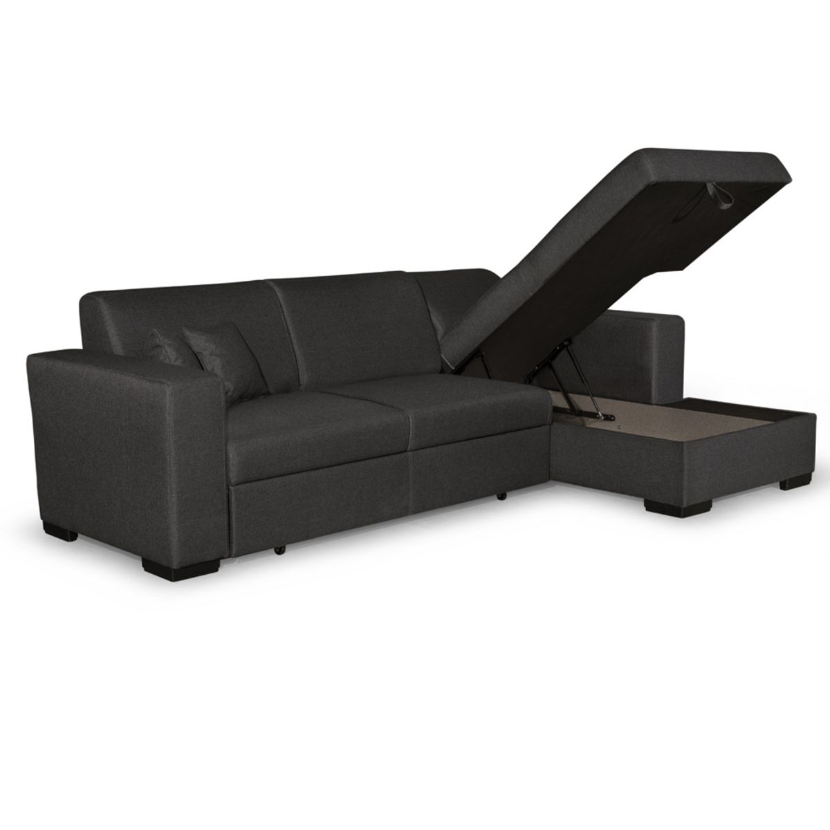 Canapé d'angle droit convertible 4 places avec coffre  de rangement revêtement tissu CARIBEA 