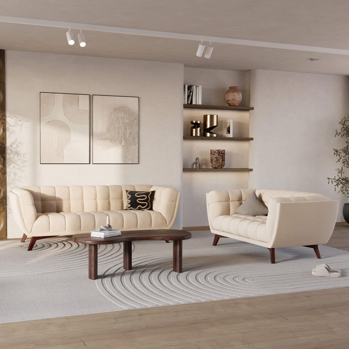 Rendez vous déco Canapé 3 places en velours vert foncé - Mona