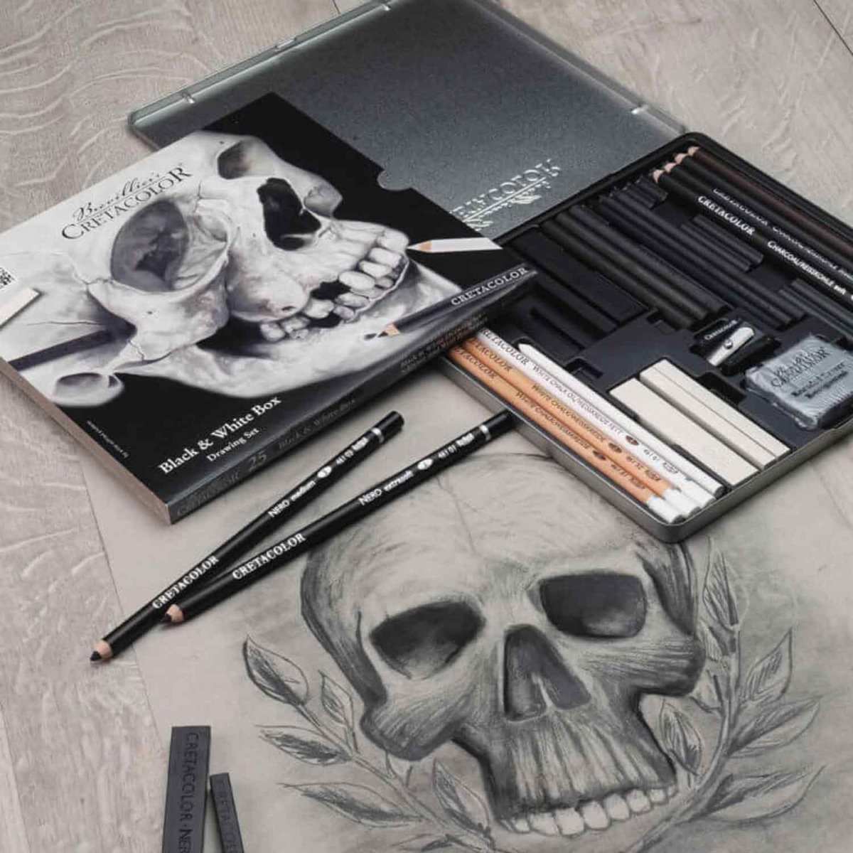 BREVILLIER'S CRETACOLOR Coffret dessin Noir & Blanc 25 pièces