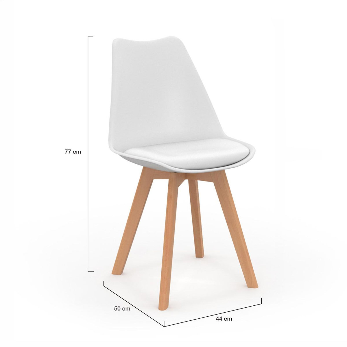 ID MARKET Lot de 4 chaises scandinaves SARA blanches pour salle à manger