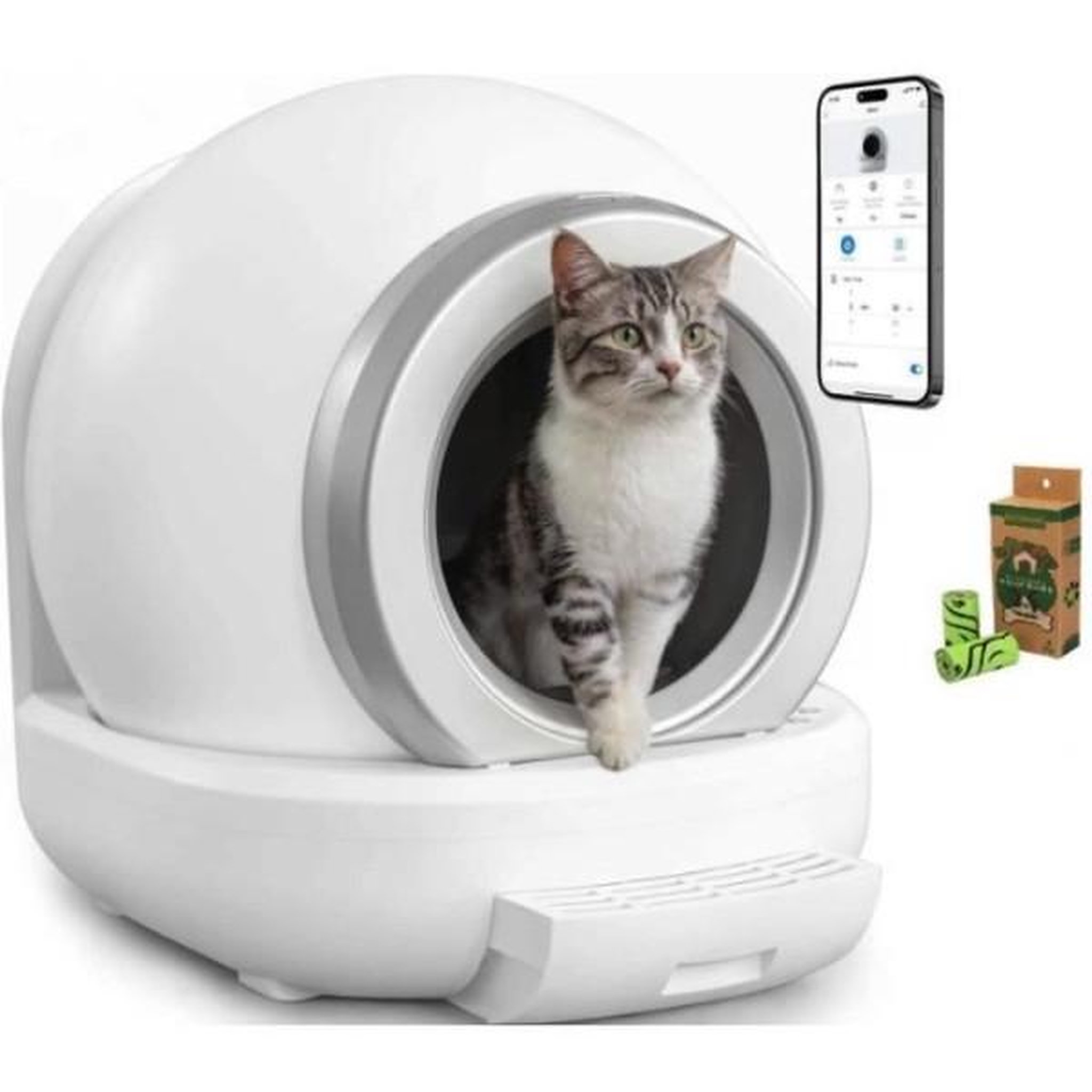 MARKET24 Nice kitty - litiere autonettoyante pour chats 65 l démontable et lavable - connectivité bluetooth - 57*50*53 cm