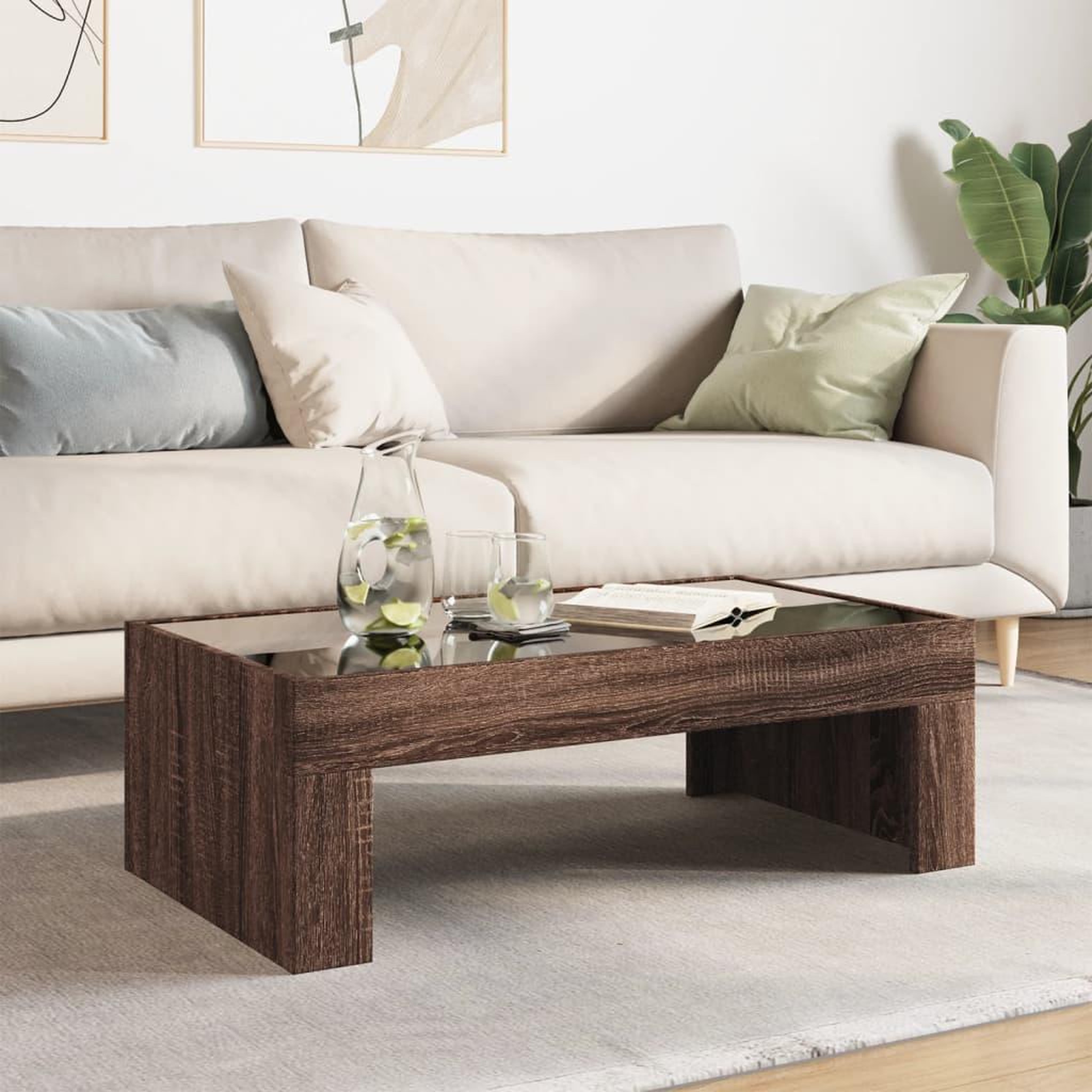 Voir la diapositive 4 : VIDAXL Table basse avec LED infini chene marron 90x50x30 cm
