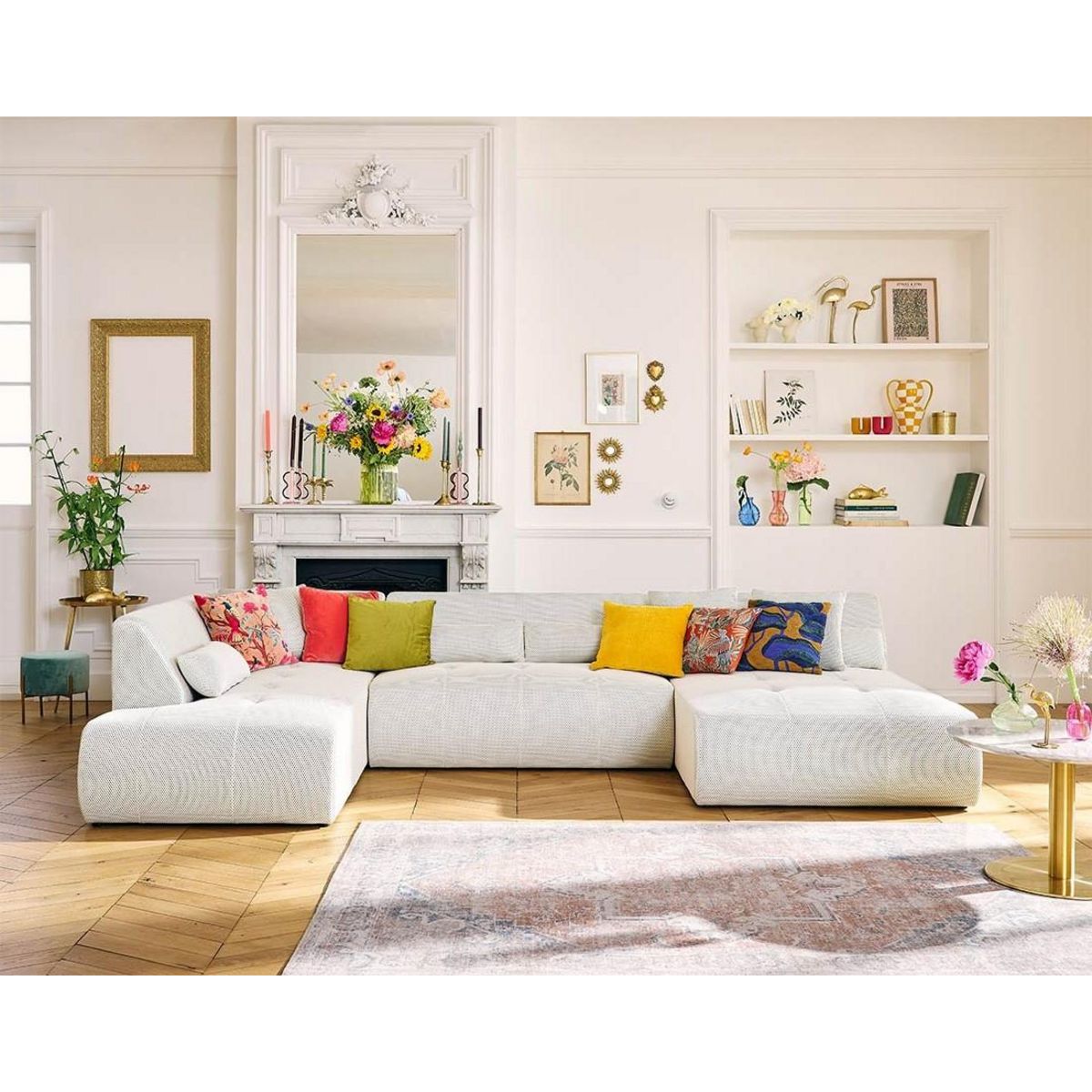 LISA DESIGN Onyx - canapé panoramique d'angle gauche - 7 places - en tissu mailles 3d