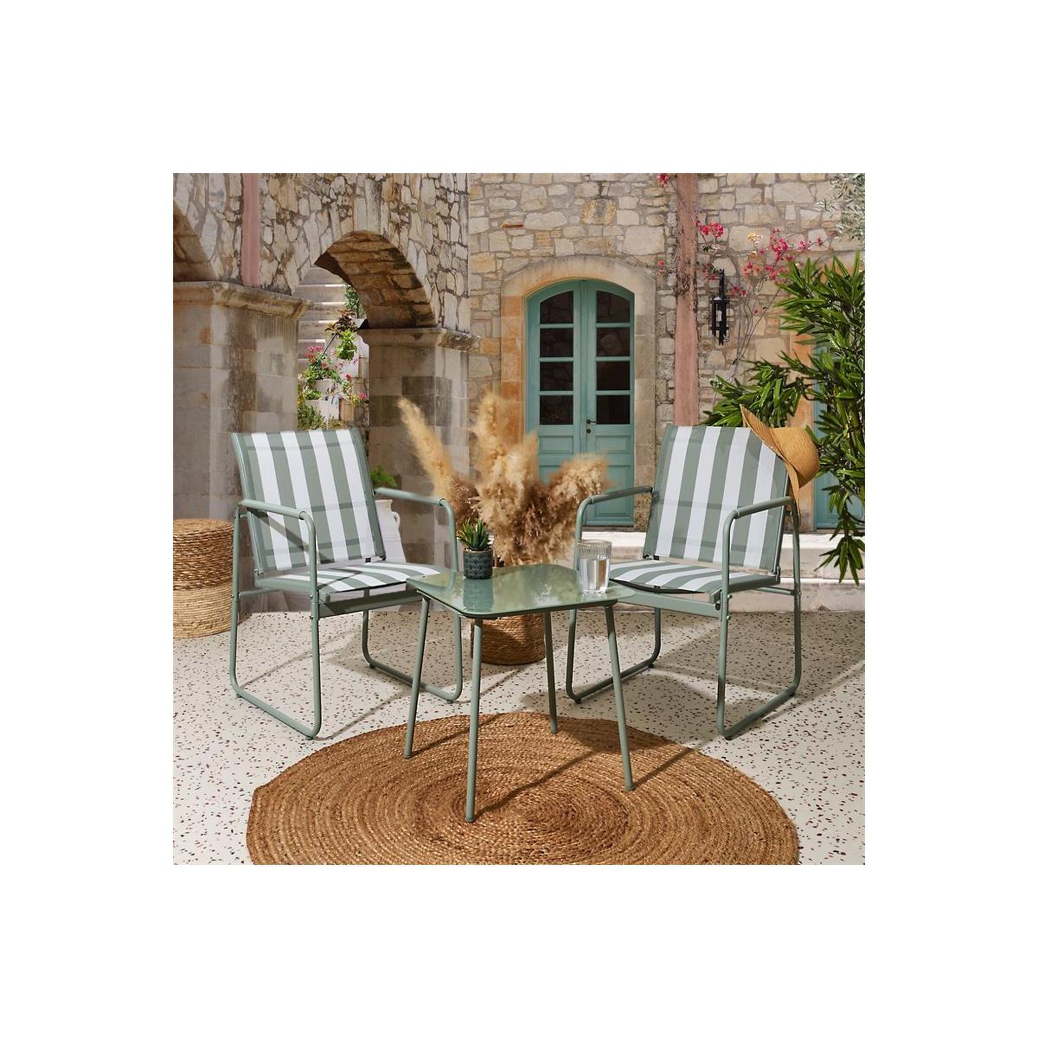 Voir la diapositive 2 : The Home Deco Factory Salon de jardin 2 places  namur  82cm vert