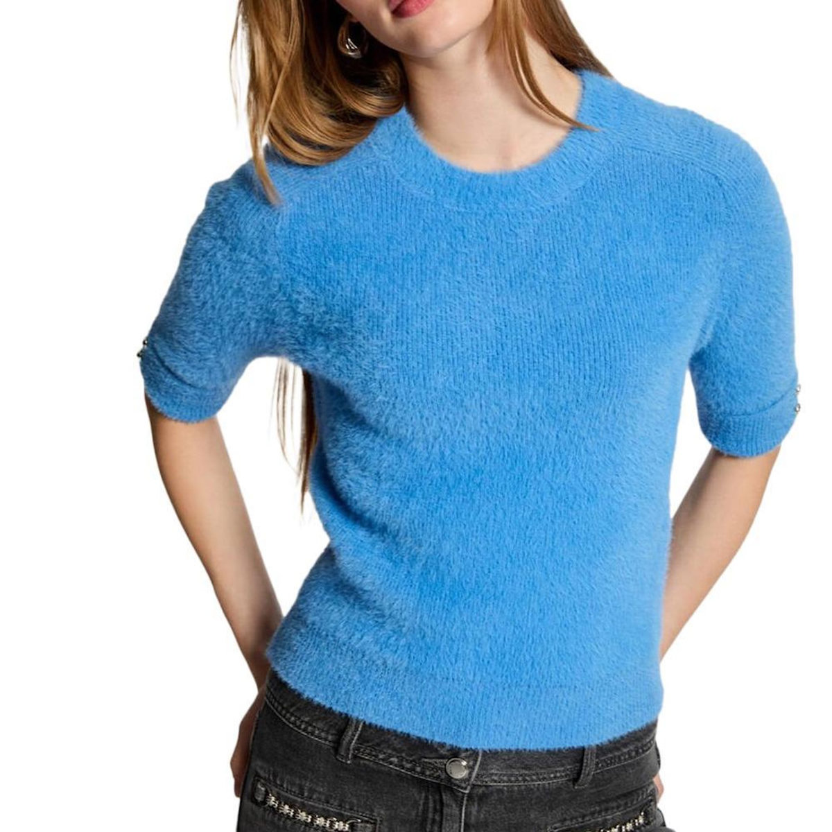 MORGAN Pull Manches Courtes Bleu Femme Morgan MTOM