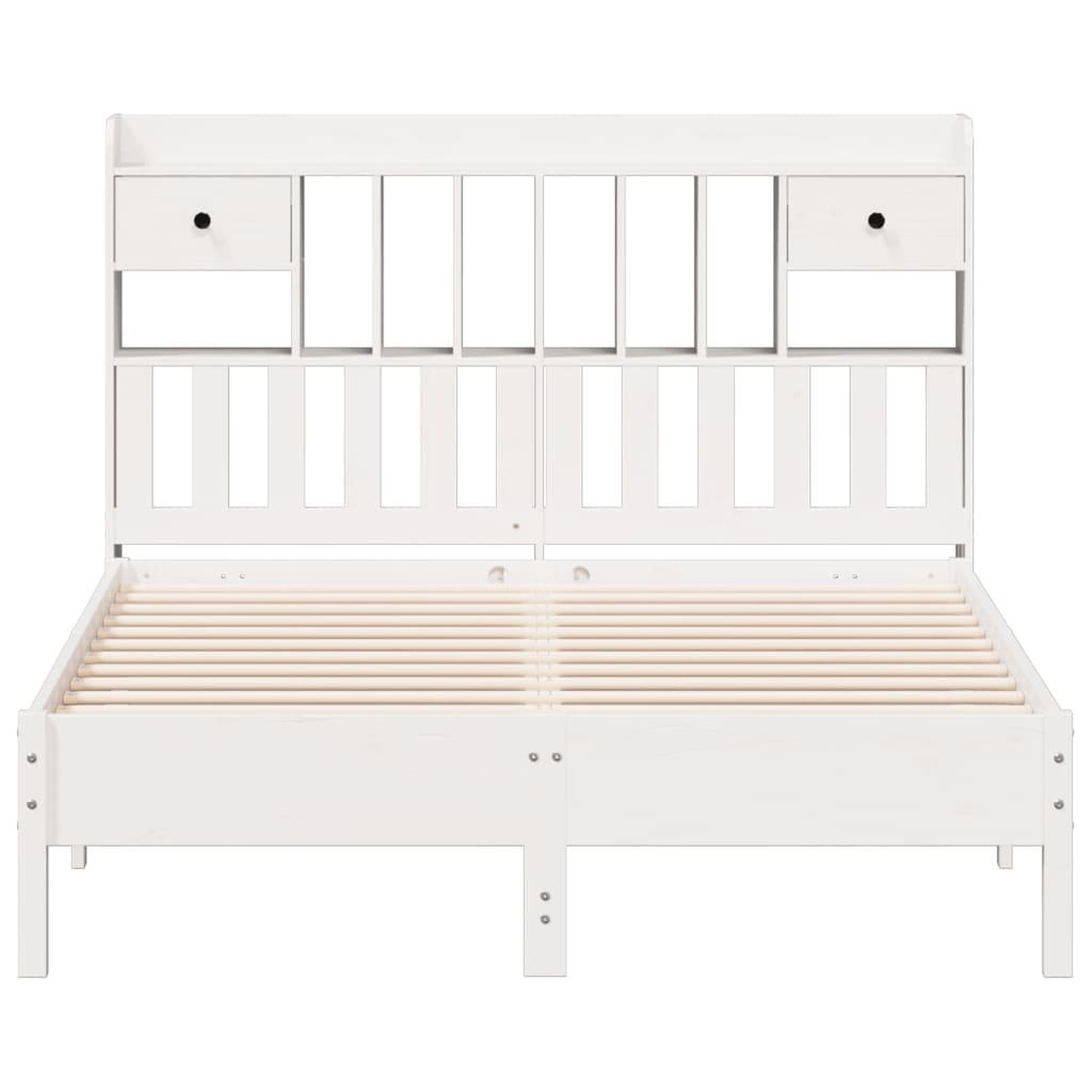 Voir la diapositive 4 : VIDAXL Lit bibliotheque sans matelas blanc 135x190 cm bois pin massif