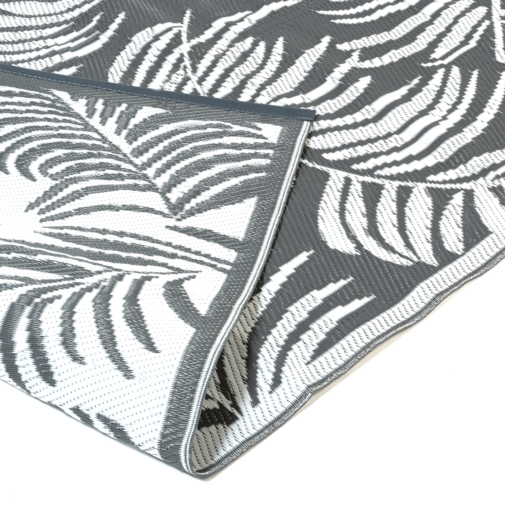 Voir la diapositive 4 : ID MARKET Tapis extérieur COCO tropical gris et blanc 180 x 280 CM