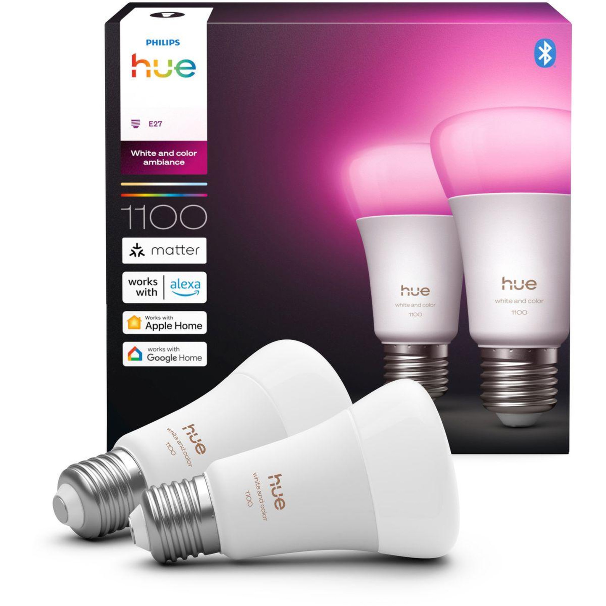 Voir la diapositive 2 : PHILIPS HUE Ampoule led connectée e27 white&color ambiance pack de 2