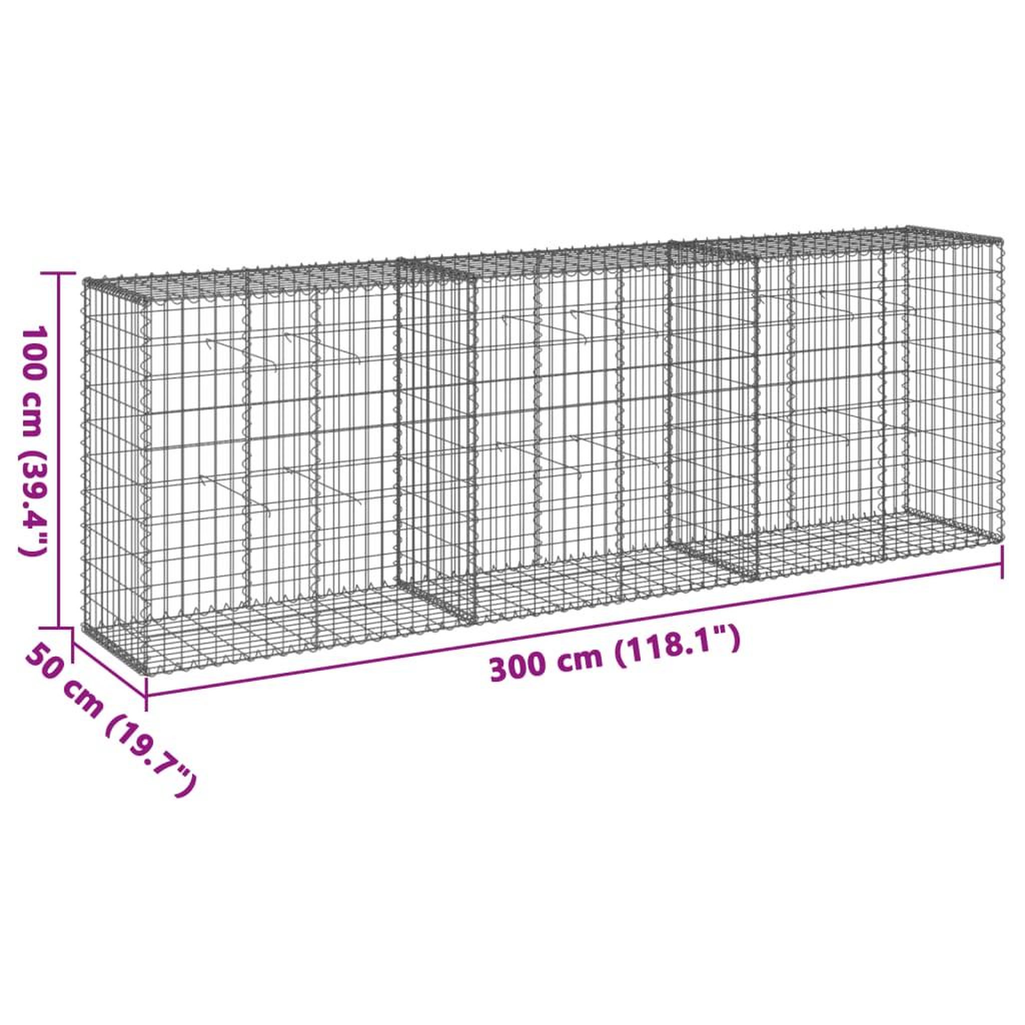 Voir la diapositive 6 : VIDAXL Panier gabion avec couvercle 300x50x100 cm fer galvanise
