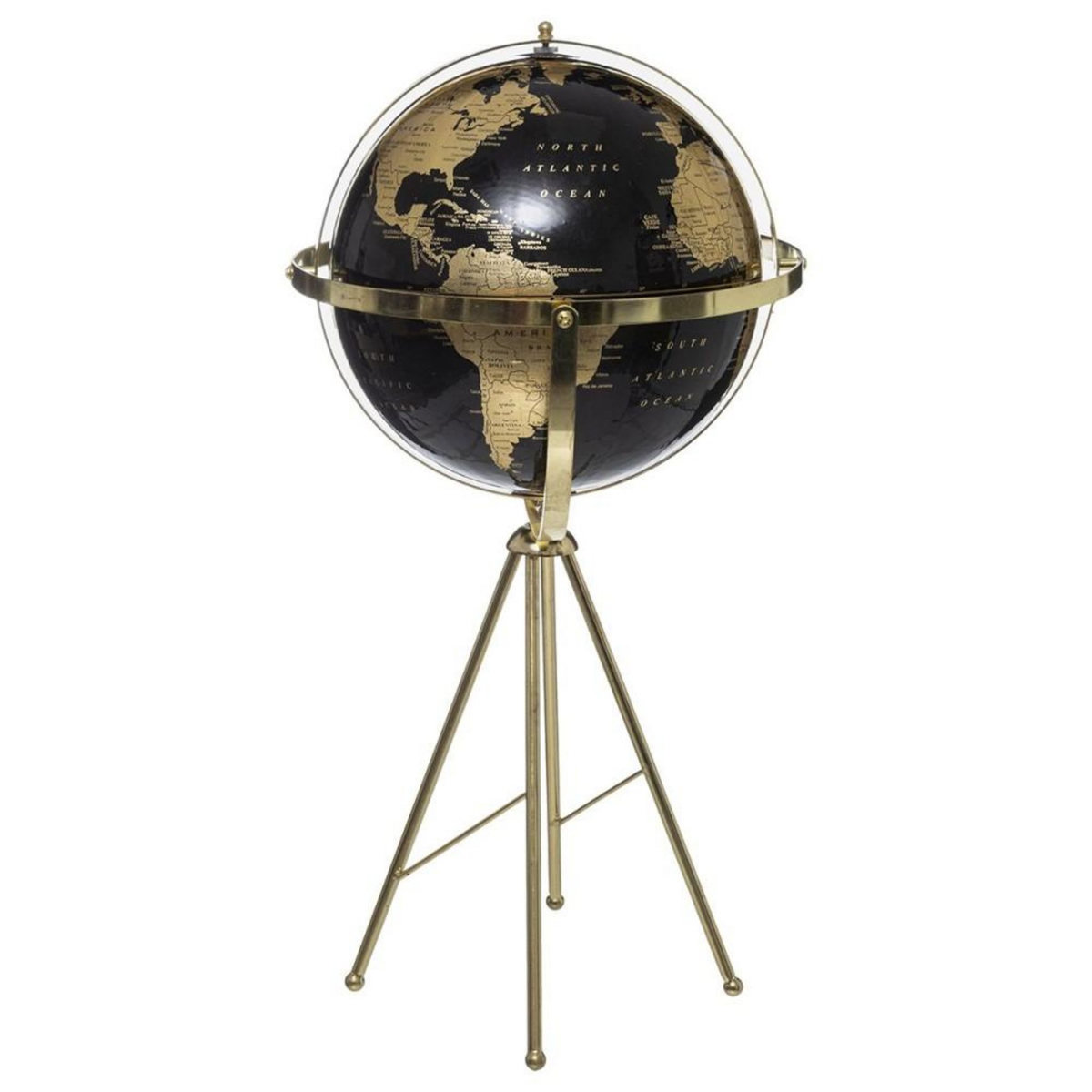 ATMOSPHERA Globe terrestre noir et or H60 cm