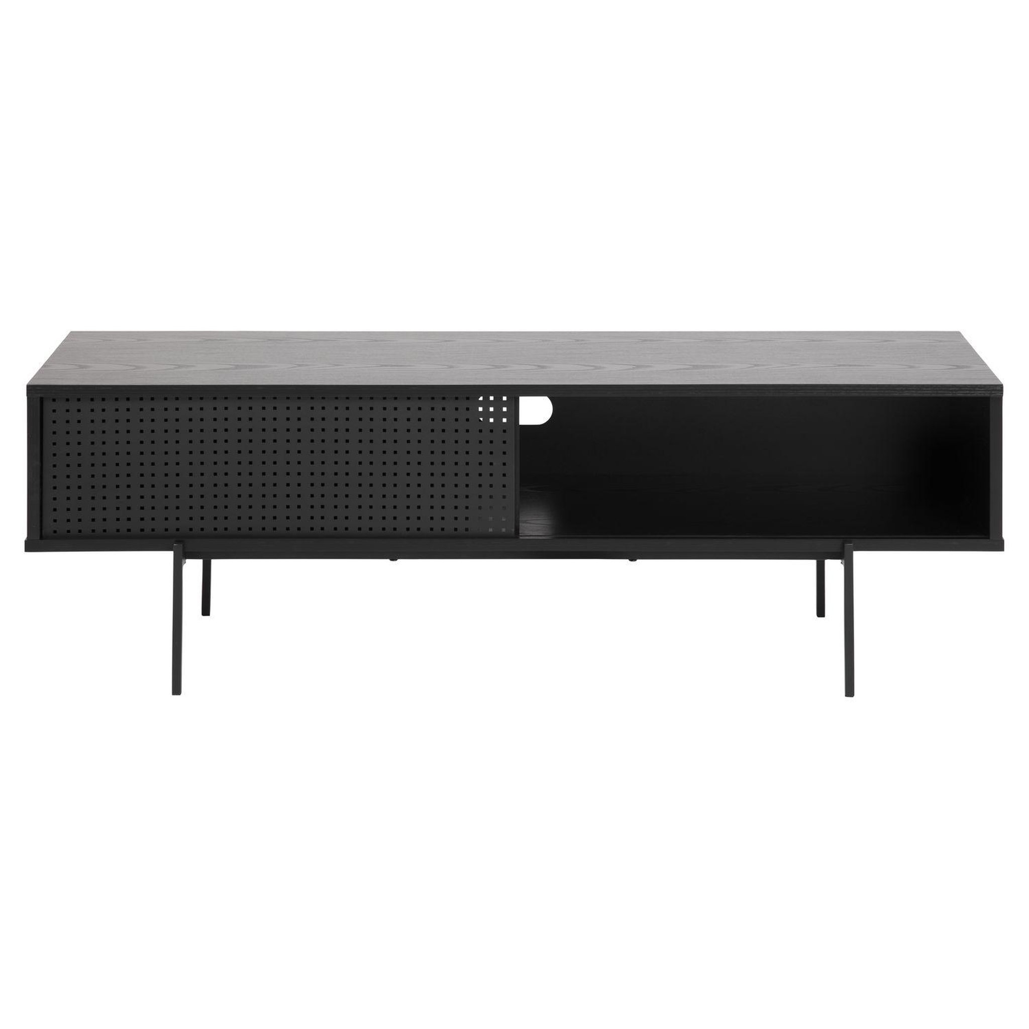 Voir la diapositive 4 : TOILINUX Meuble tv en mdf et métal avec 1 porte coulissante - noir