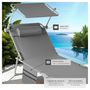 Voir la diapositive 4 : tectake Bain de soleil pliable gris