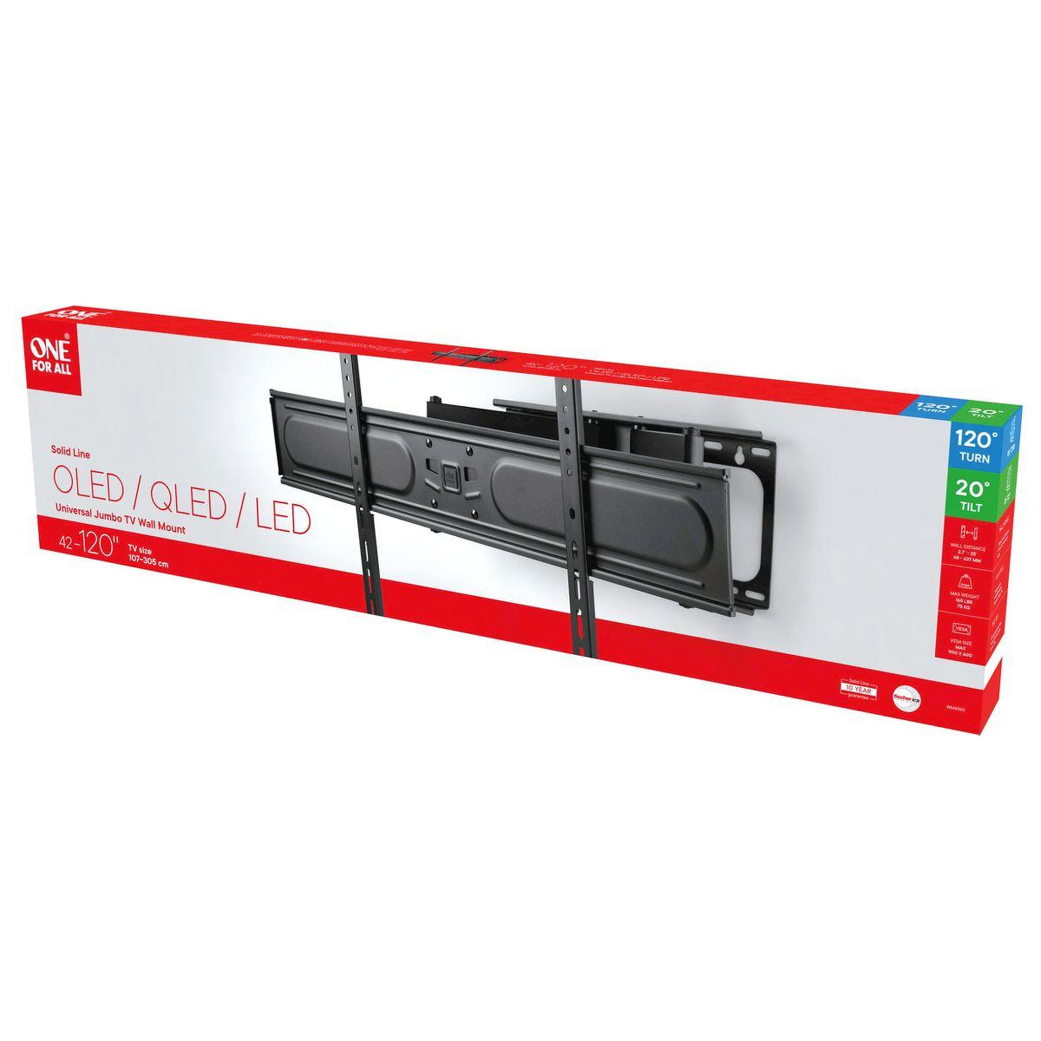 One For All Support mural tv tv solid jumbo - orientable 42 120 pouce