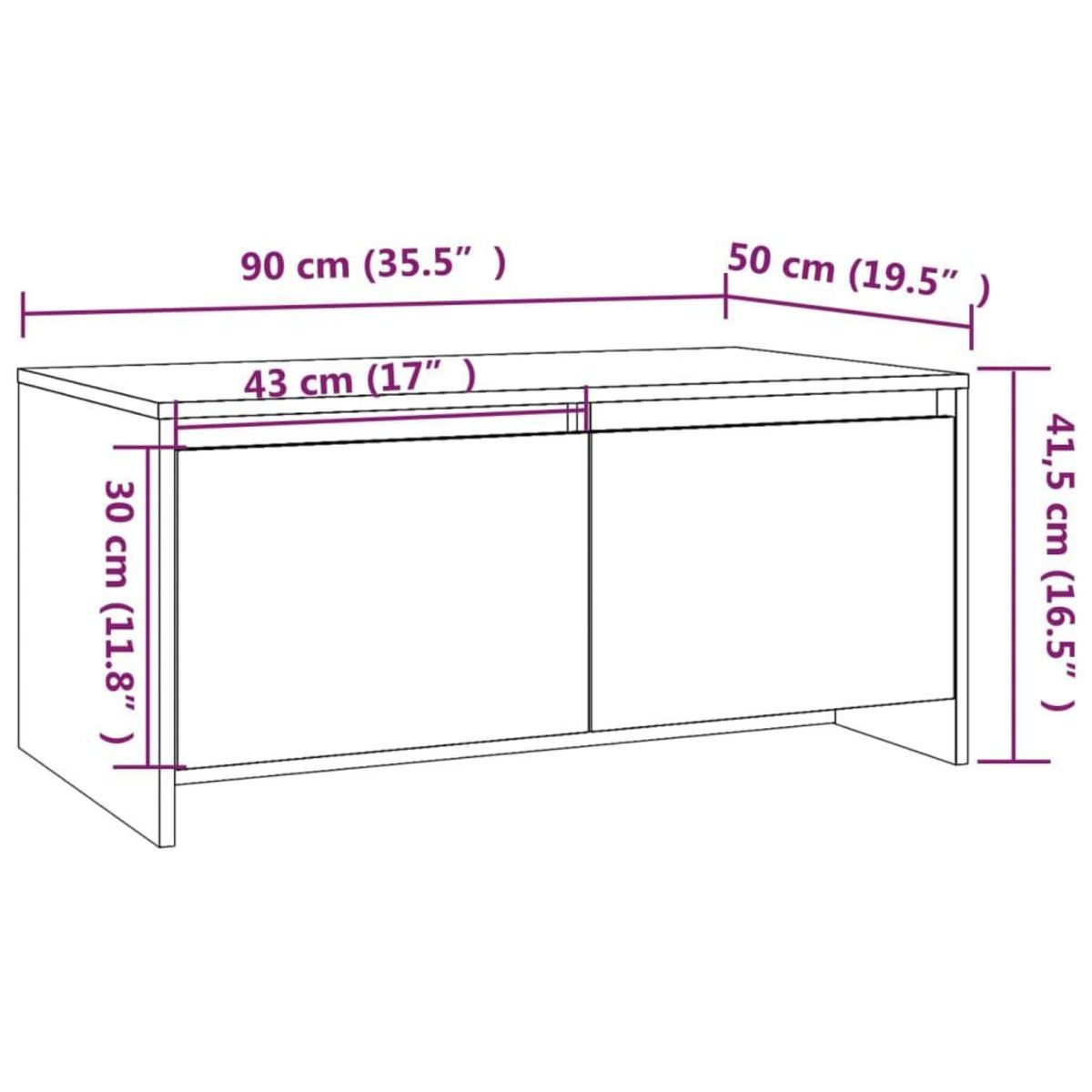 VIDAXL Table basse blanc 90x50x41,5 cm bois d'ingenierie