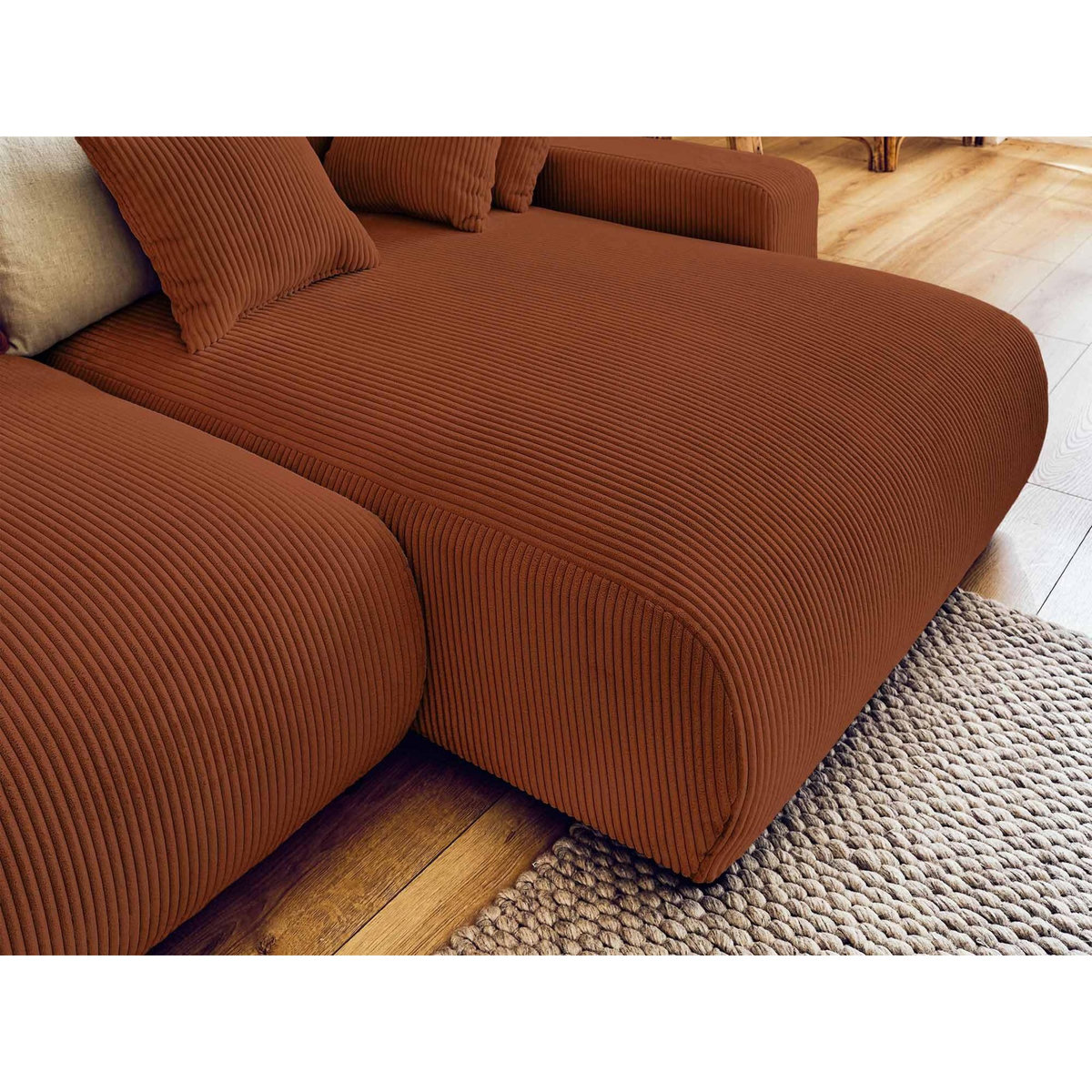 LISA DESIGN Pivoine - canapé d'angle réversible - 4 places - convertible avec coffre - en velours côtelé