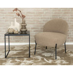 LISA DESIGN Renato - fauteuil avec pieds en acier - en tissu bouclette. Coloris disponibles : Beige