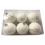 ACTUEL Lot de 6 boules neige blanc d8 cm