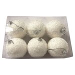 ACTUEL Lot de 6 boules neige blanc d8 cm