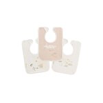Petit Béguin Lot de 3 bavoirs bébé Câlins. Coloris disponibles : Beige