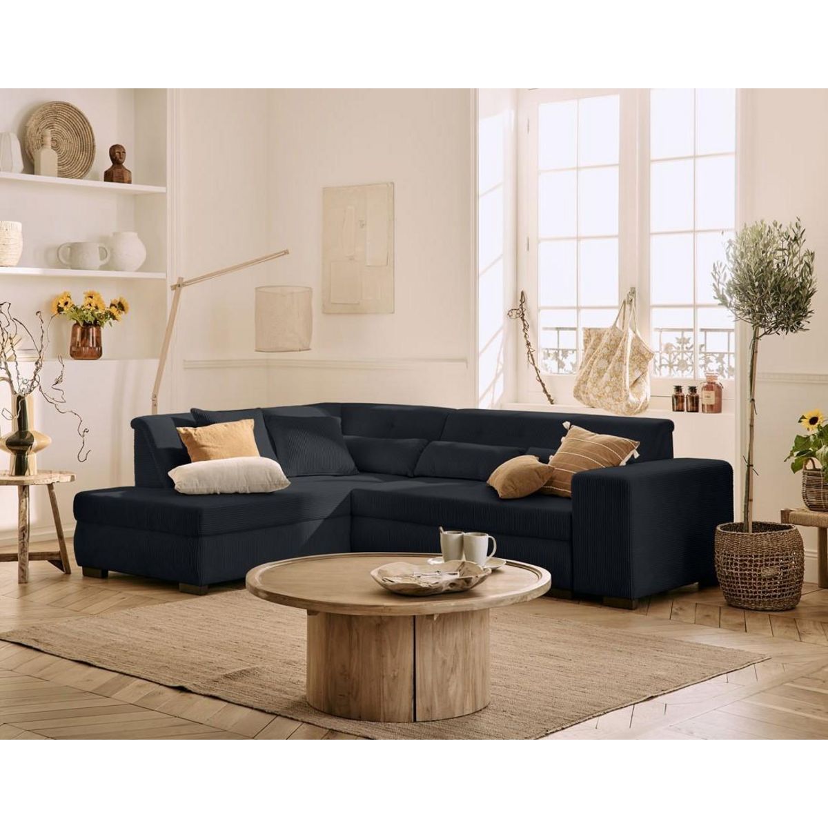 LISA DESIGN Vermont - canapé d'angle gauche - 5 places - convertible - en velours côtelé