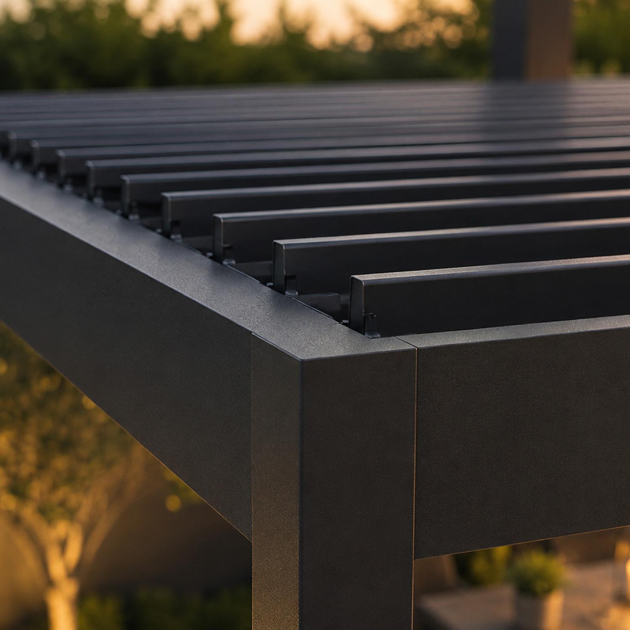 Voir la diapositive 6 : CONCEPT USINE Pergola bioclimatique double 3x6 m noire paros