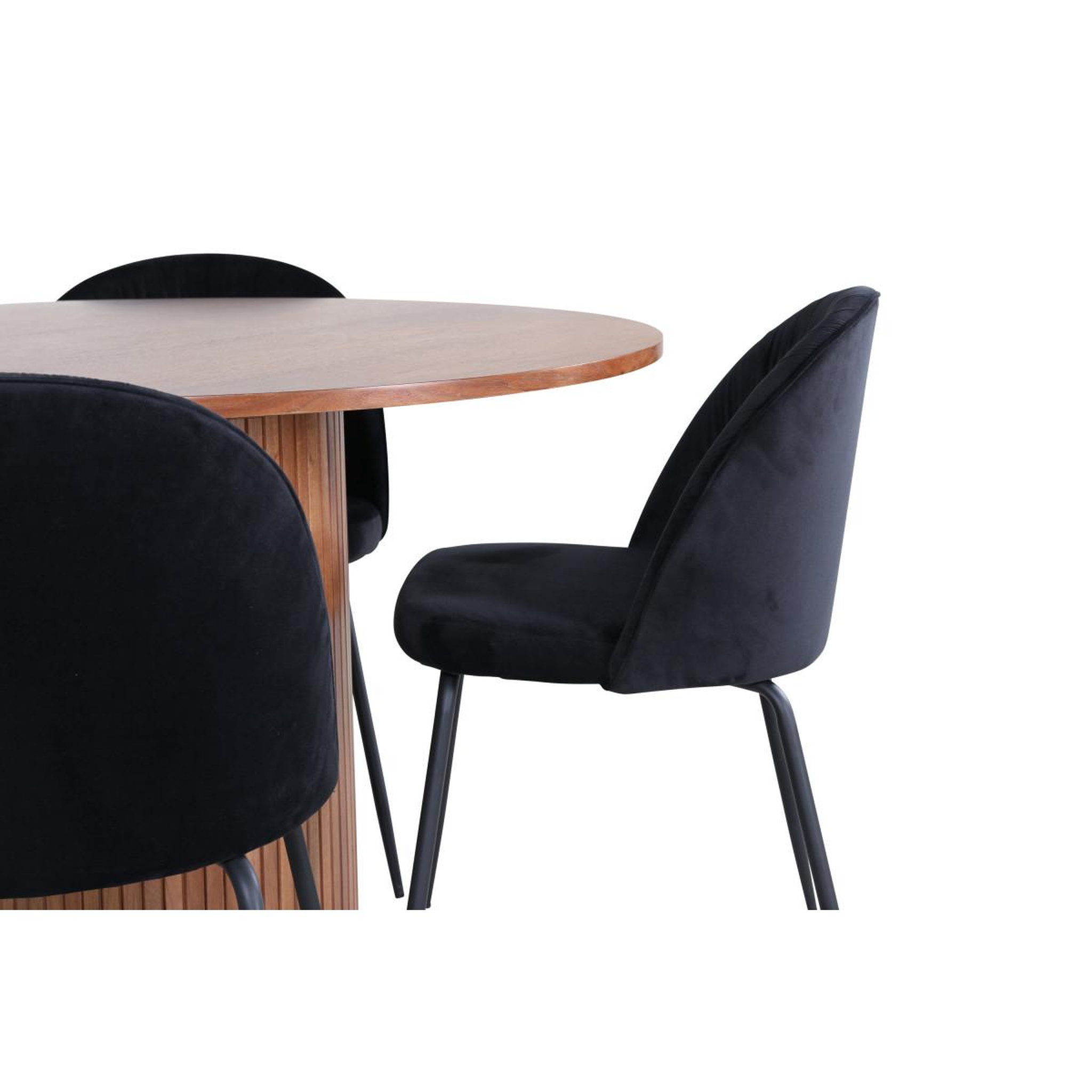 Voir la diapositive 3 : Paris Prix Ensemble table à manger & 4 chaises  bianca & wrinkles  110cm noyer & noir