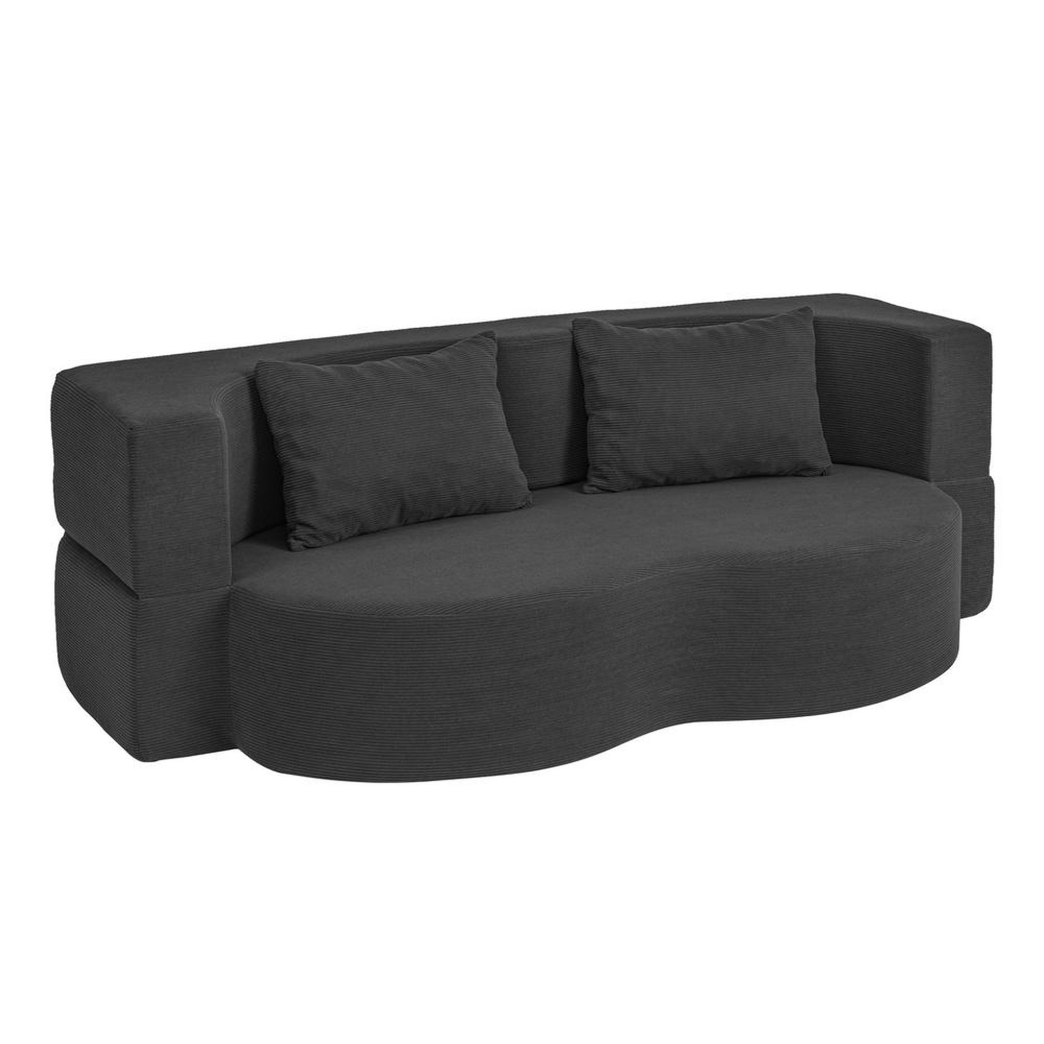 SOBUY Canapé-lit 2 places convertible en velours côtelé noir 177x107x32 cm fst101-sch