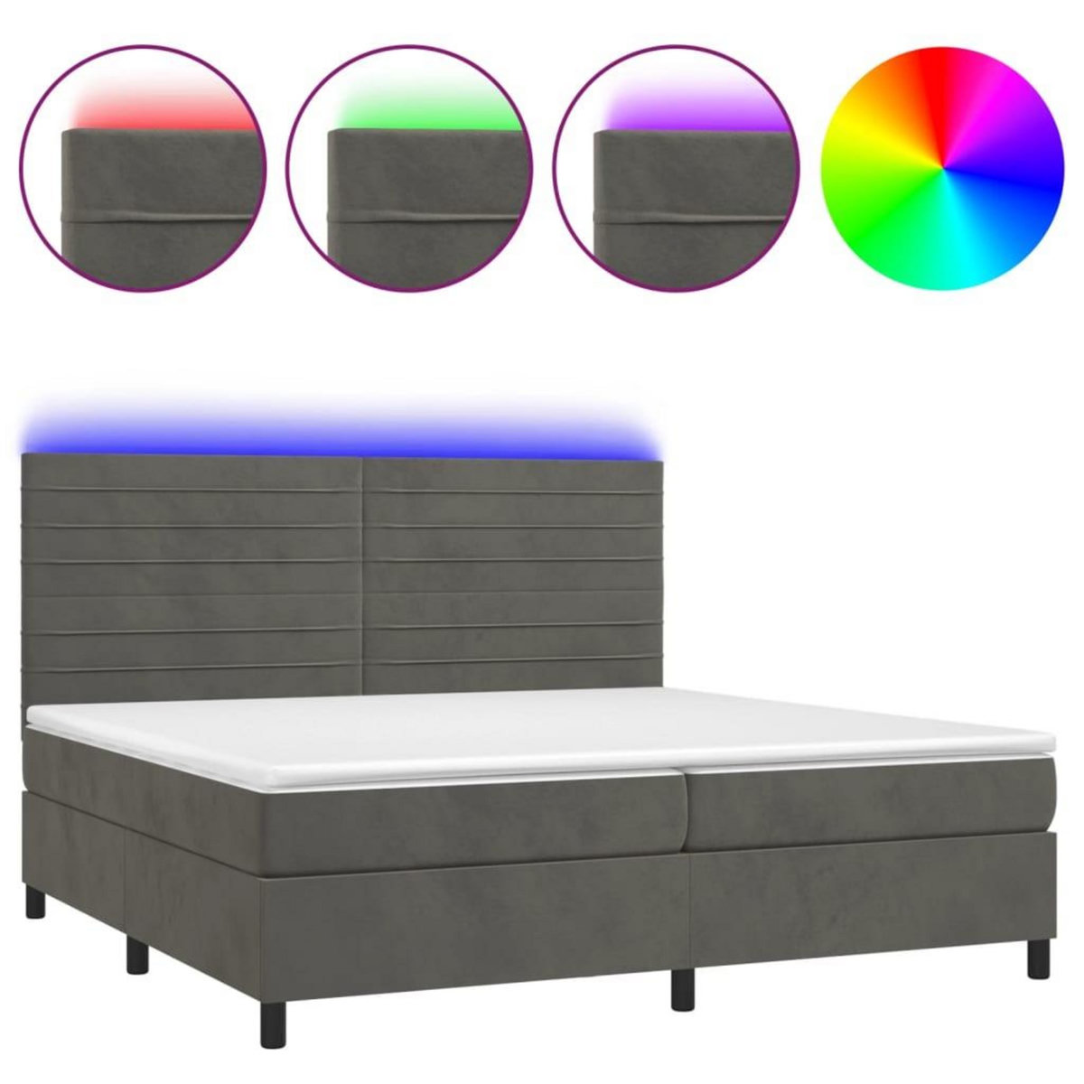 VIDAXL Sommier a lattes de lit avec matelas LED Gris fonce 200x200 cm