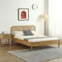 HOMIFAB Ensemble lit adulte 160x200 cm en bois avec tête de lit en cannage Leonie + Matelas mémoire de forme Memo HR