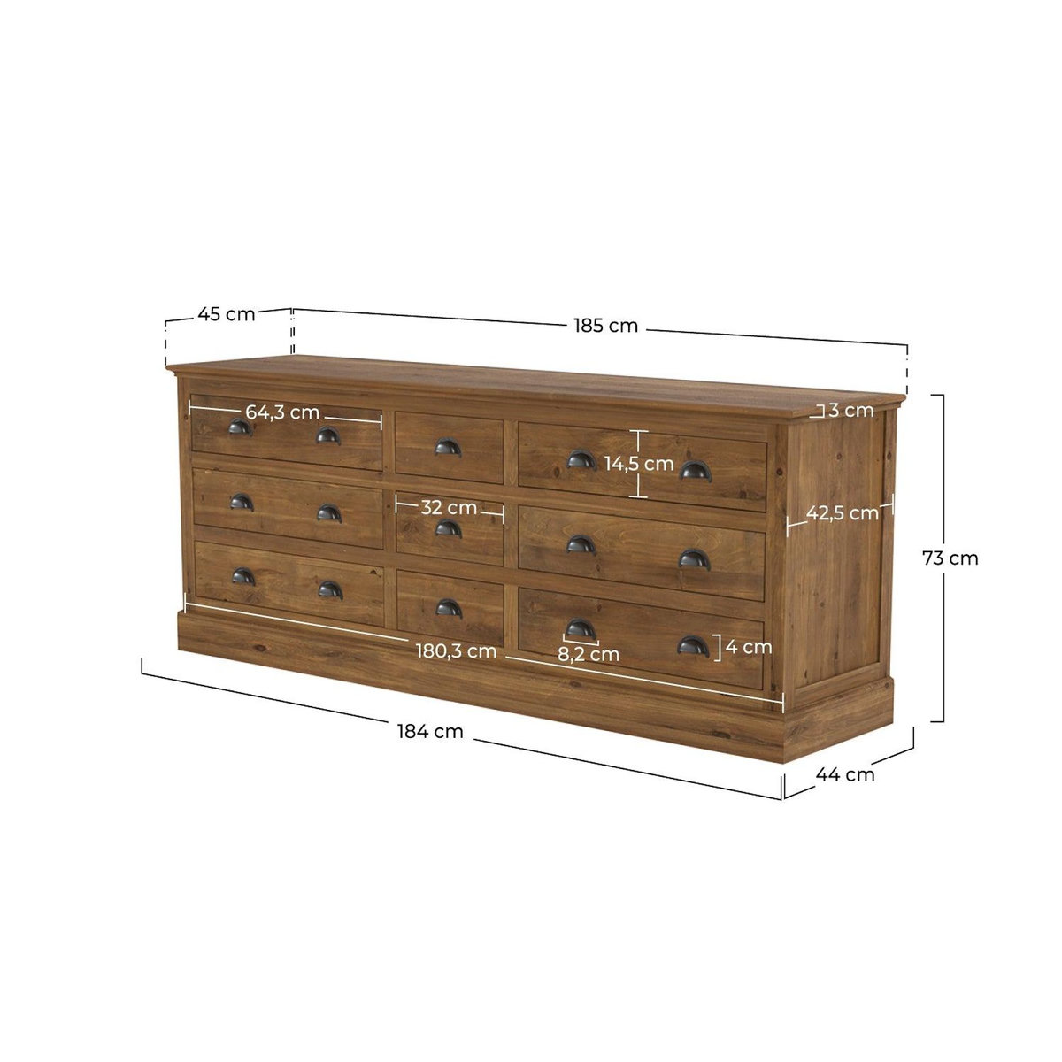 Rendez vous déco Buffet 9 tiroirs en bois de cèdre recyclé-Tobias