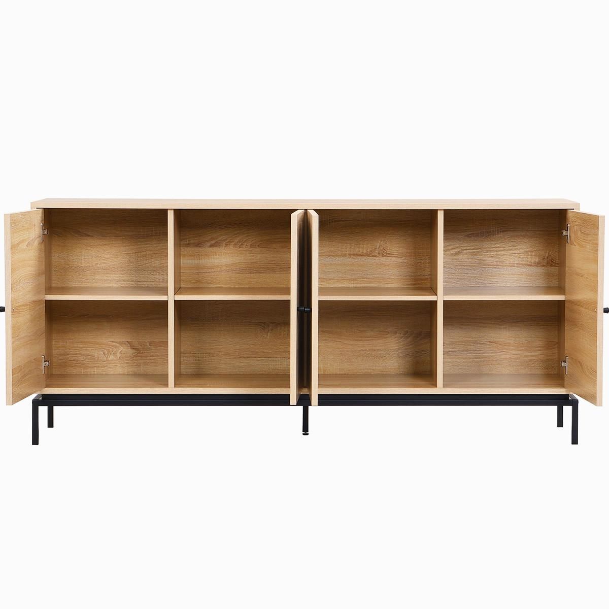 HOMIFAB Buffet 4 portes effet bois 180 cm - Talia
