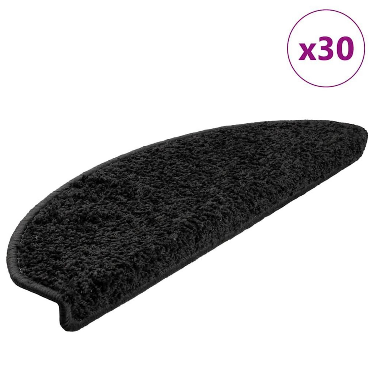 VIDAXL Tapis d'escalier 30 pcs noir 65x21x4 cm