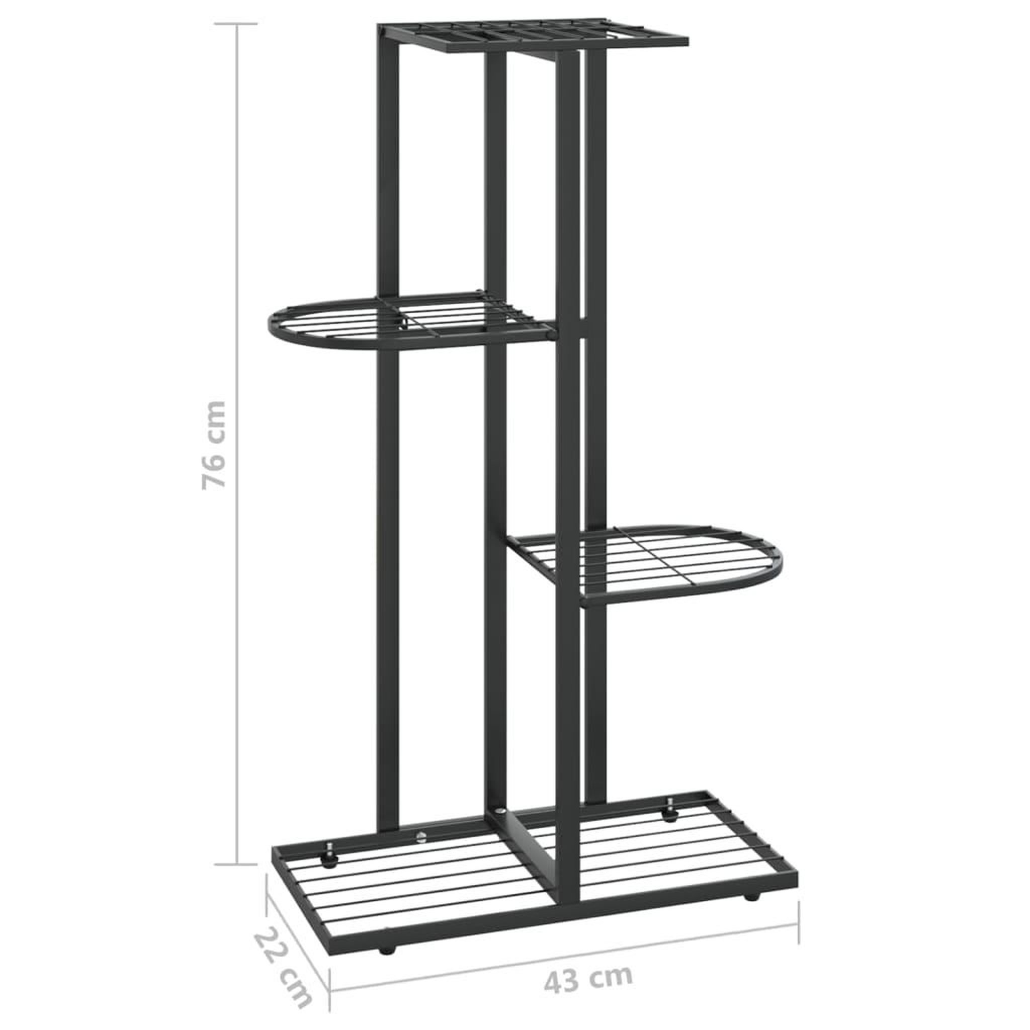 Voir la diapositive 6 : VIDAXL Support pour plantes 4 niveaux 43x22x76 cm Noir Metal