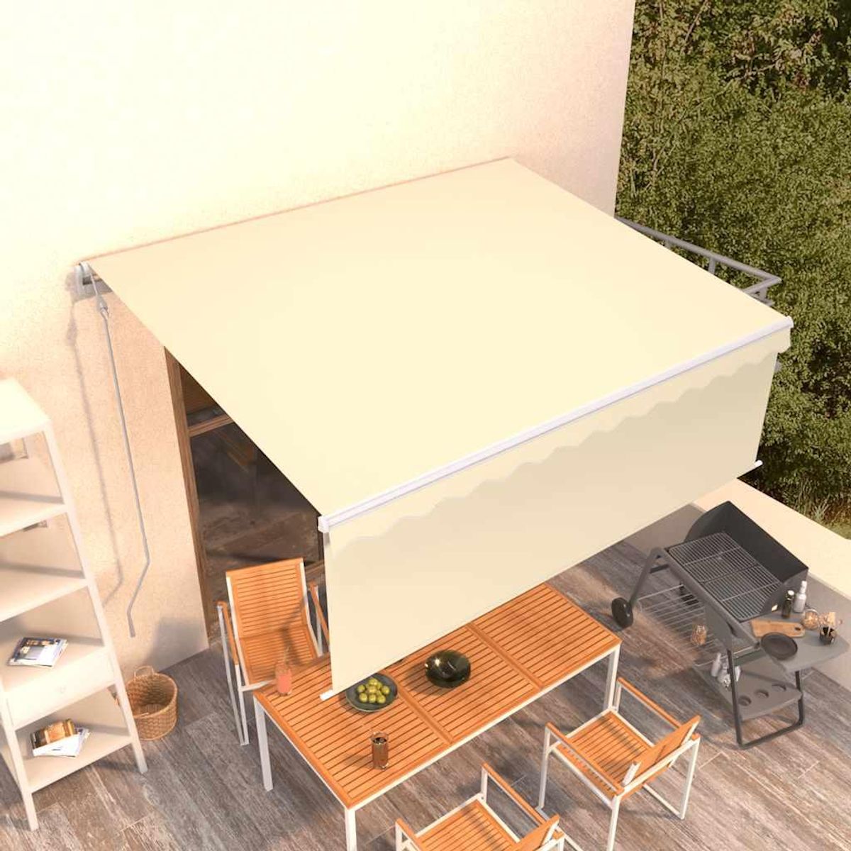 VIDAXL Auvent automatique retractable avec store 4x3 m Creme