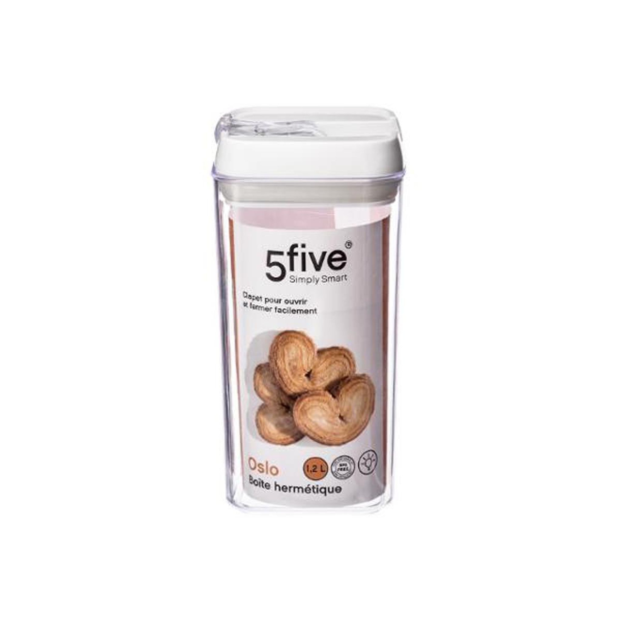 Voir la diapositive 5 : FIVE Bocal en Plastique Carré  Oslo  1,2L Transparent