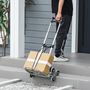 Voir la diapositive 2 : HOMCOM Diable pour escalier 6 roues diable repliable 70 Kg - poignée télescopique - chariot de manutention pliable alu. Noir
