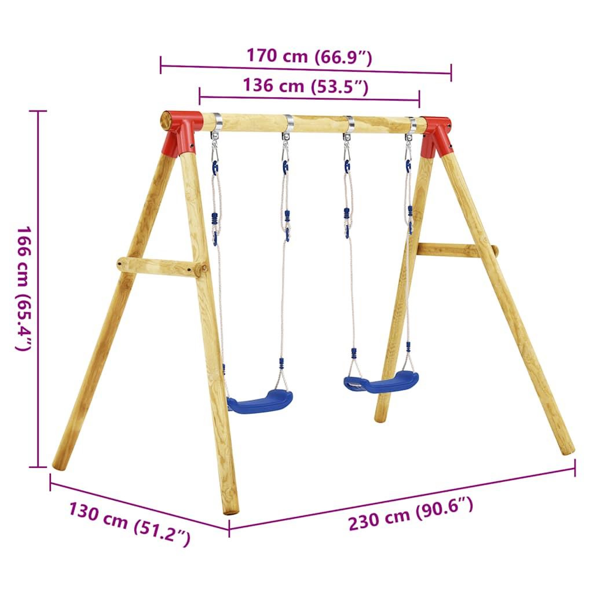 Voir la diapositive 6 : VIDAXL Ensemble de balançoire 230x130x166 cm Pinede