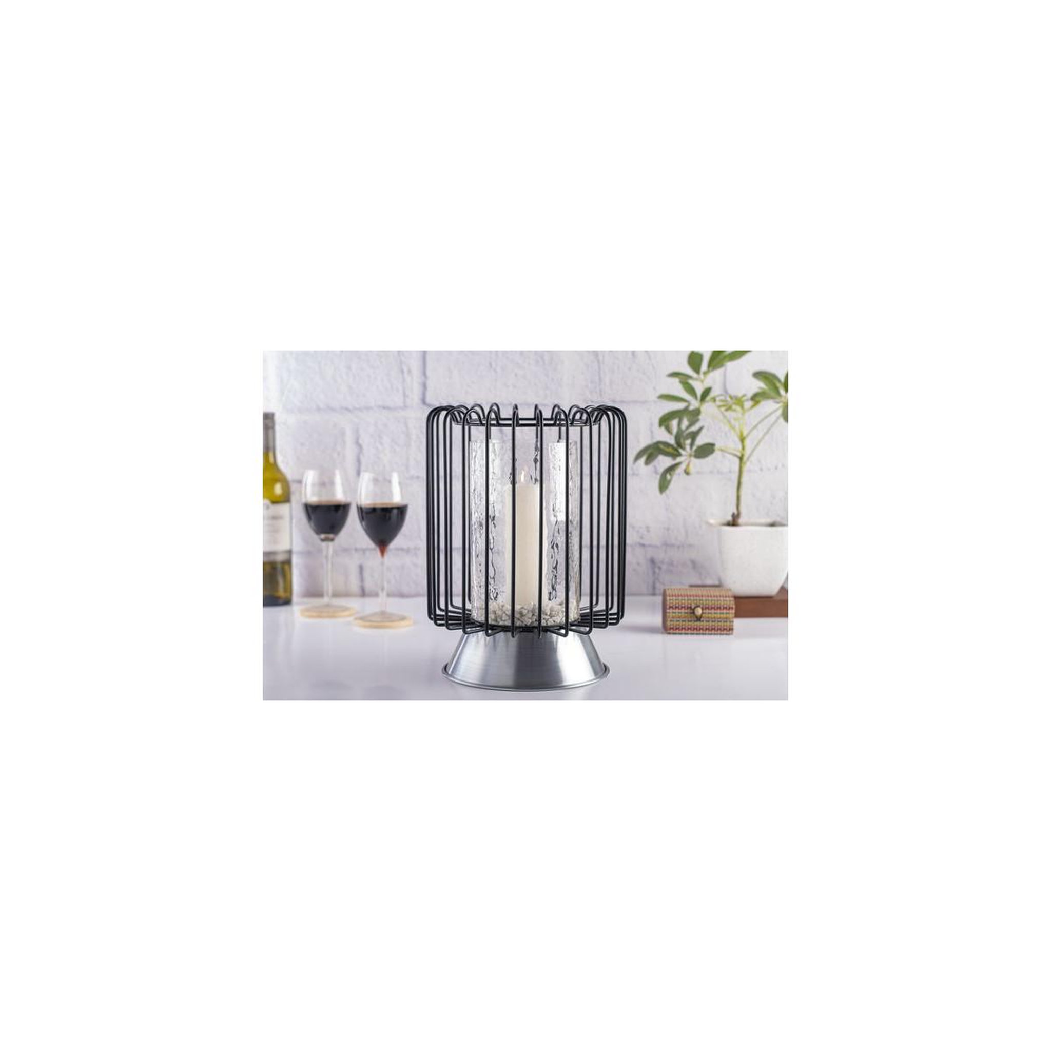 Voir la diapositive 4 : Paris Prix Bougeoir rond déco  malibu  31cm noir & argent
