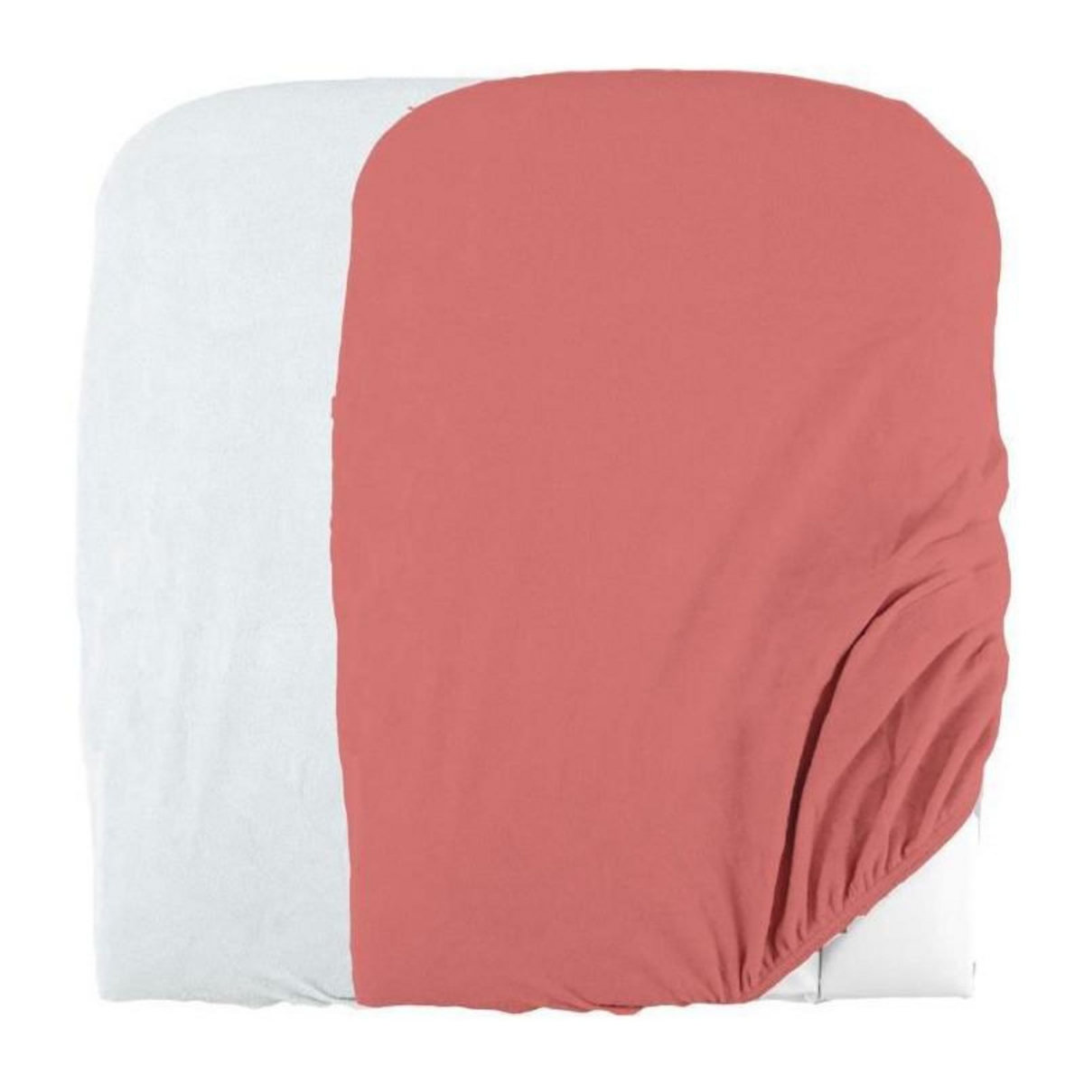 DOMIVA DOMIVA Lot 2 Housses matelas a langer - Eponge polycoton - oeko-Tex - Blanc/Terracotta - 50 x 75 cm