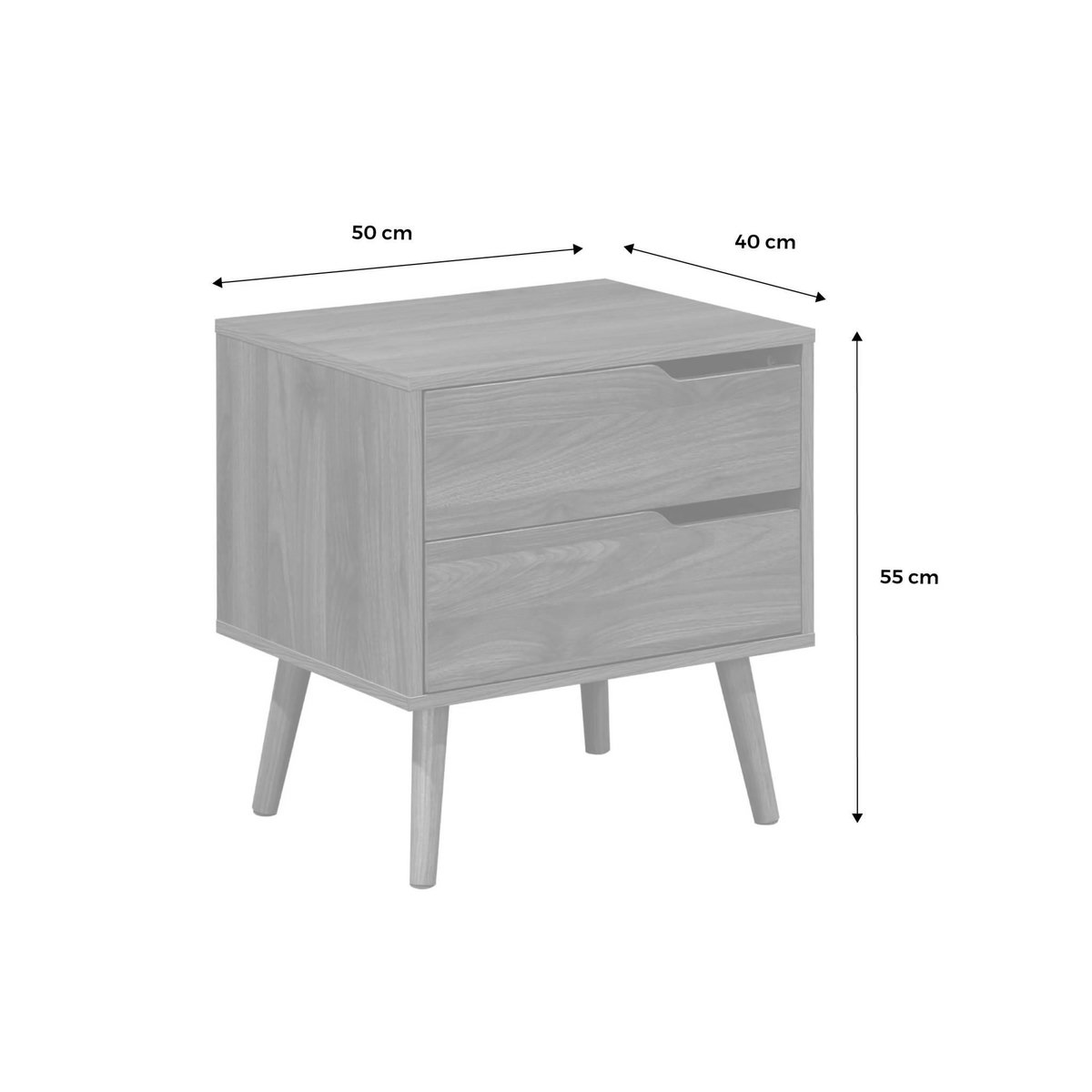 SWEEEK Lot de 2 tables de chevet décor bois teinté noyer. 2 tiroirs. pieds en pin massif