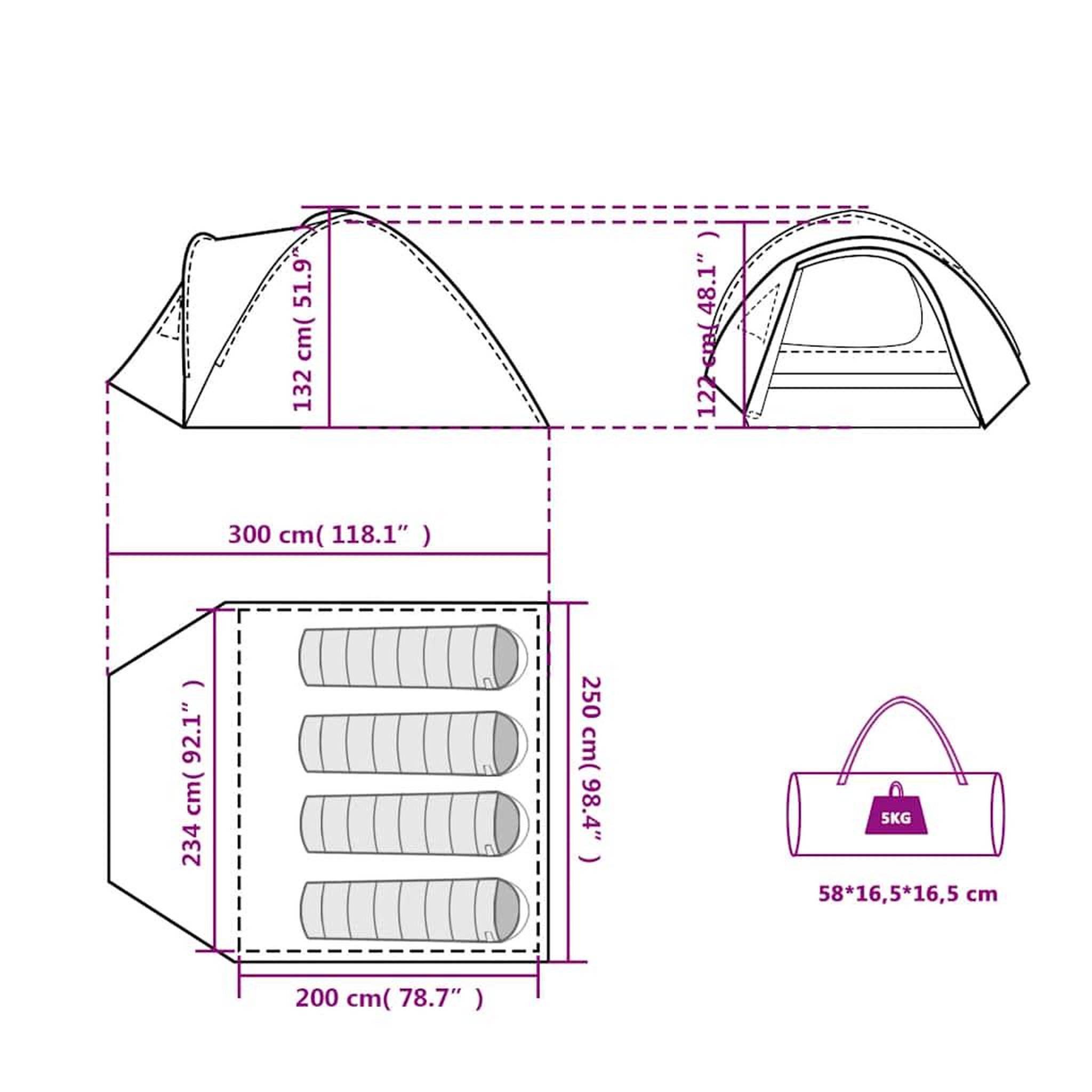 Voir la diapositive 6 : VIDAXL Tente de camping a dome 4 personnes bleu impermeable