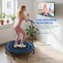 Voir la diapositive 6 : HOMCOM Trampoline Fitness 114cm guidon réglable 5 positions charge max. 150Kg acier PP noir bleu