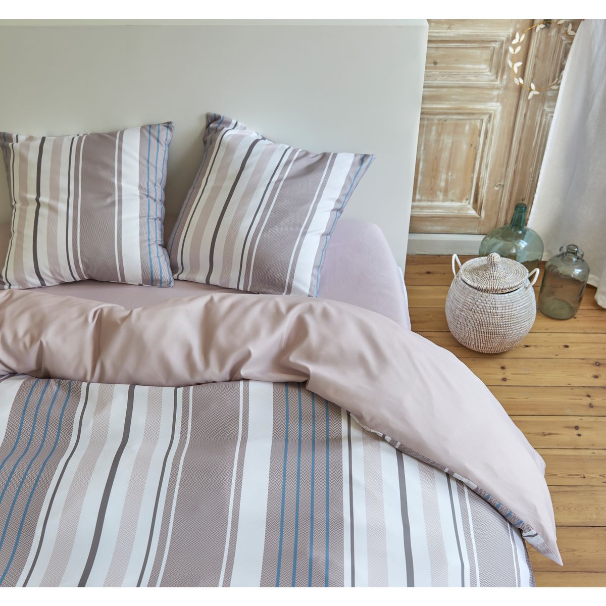 Parure housse de couette + drap housse en microfibre ADELINE