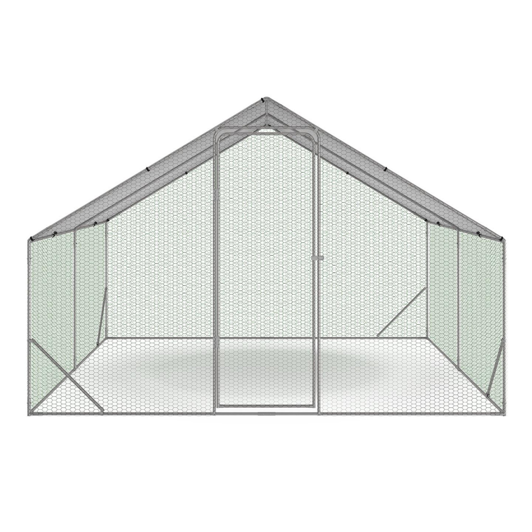 Voir la diapositive 3 : ID MARKET Enclos poulailler 9 m² parc grillagé 3x3 m acier galvanisé