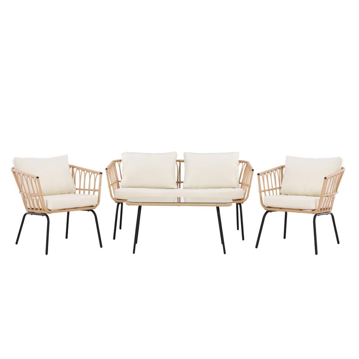 Paris Prix Salon de Jardin 4 Places en Rotin  Ortigia  142cm Naturel