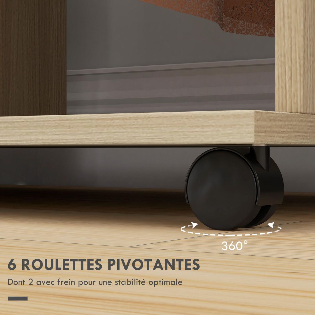 HOMCOM Armoire penderie meuble de rangement mobile 6 roulettes 120L x 40l x 128H cm panneaux de particules aspect bois chêne